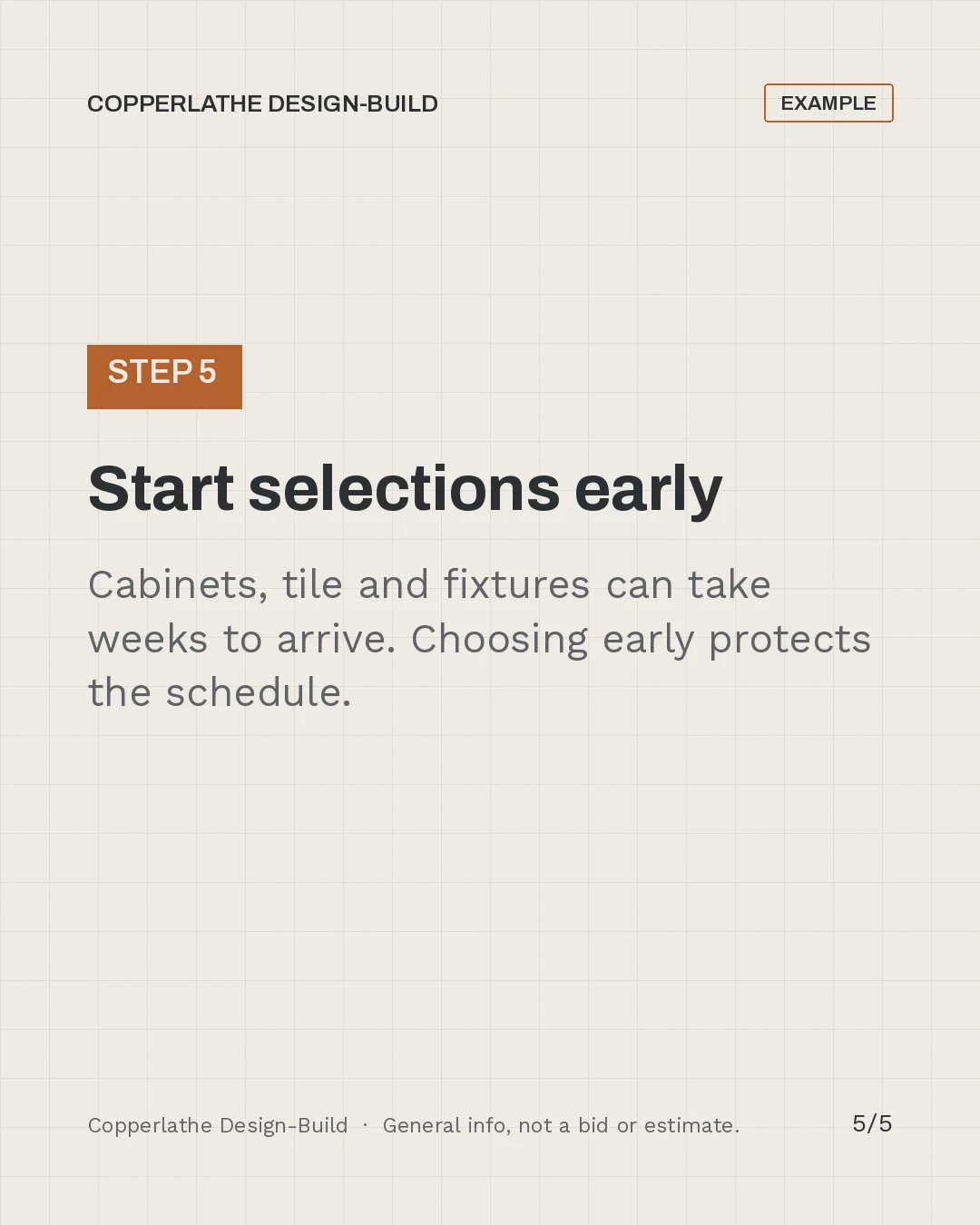 Carousel slide 5 of 5: Start selections early