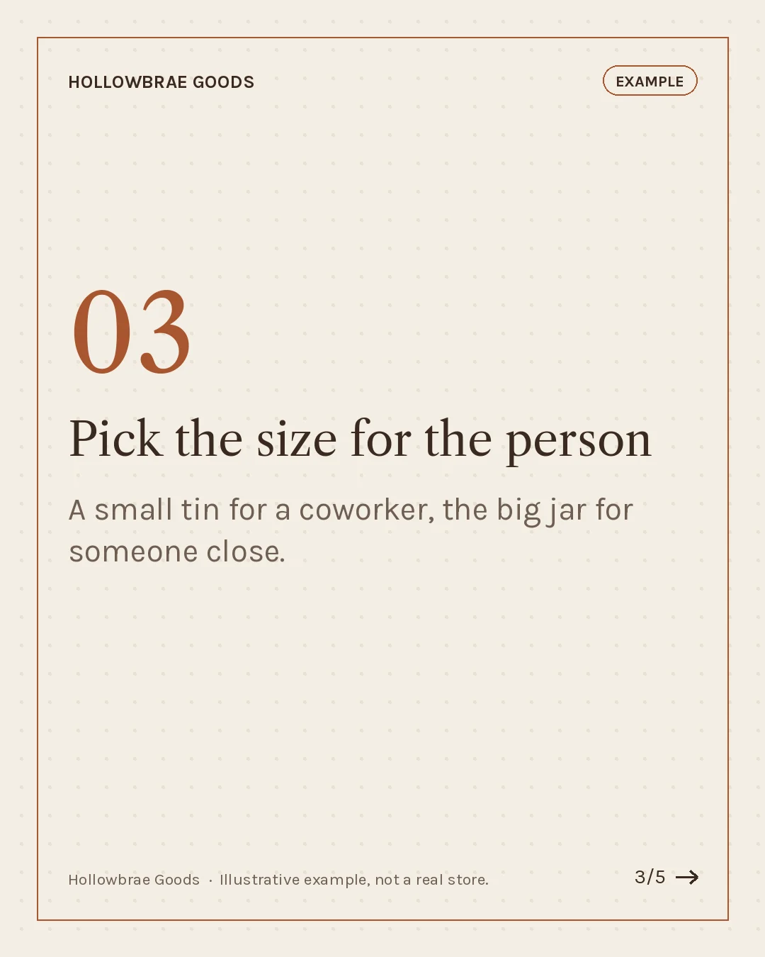 Carousel slide 3 of 5: Pick the size for the person