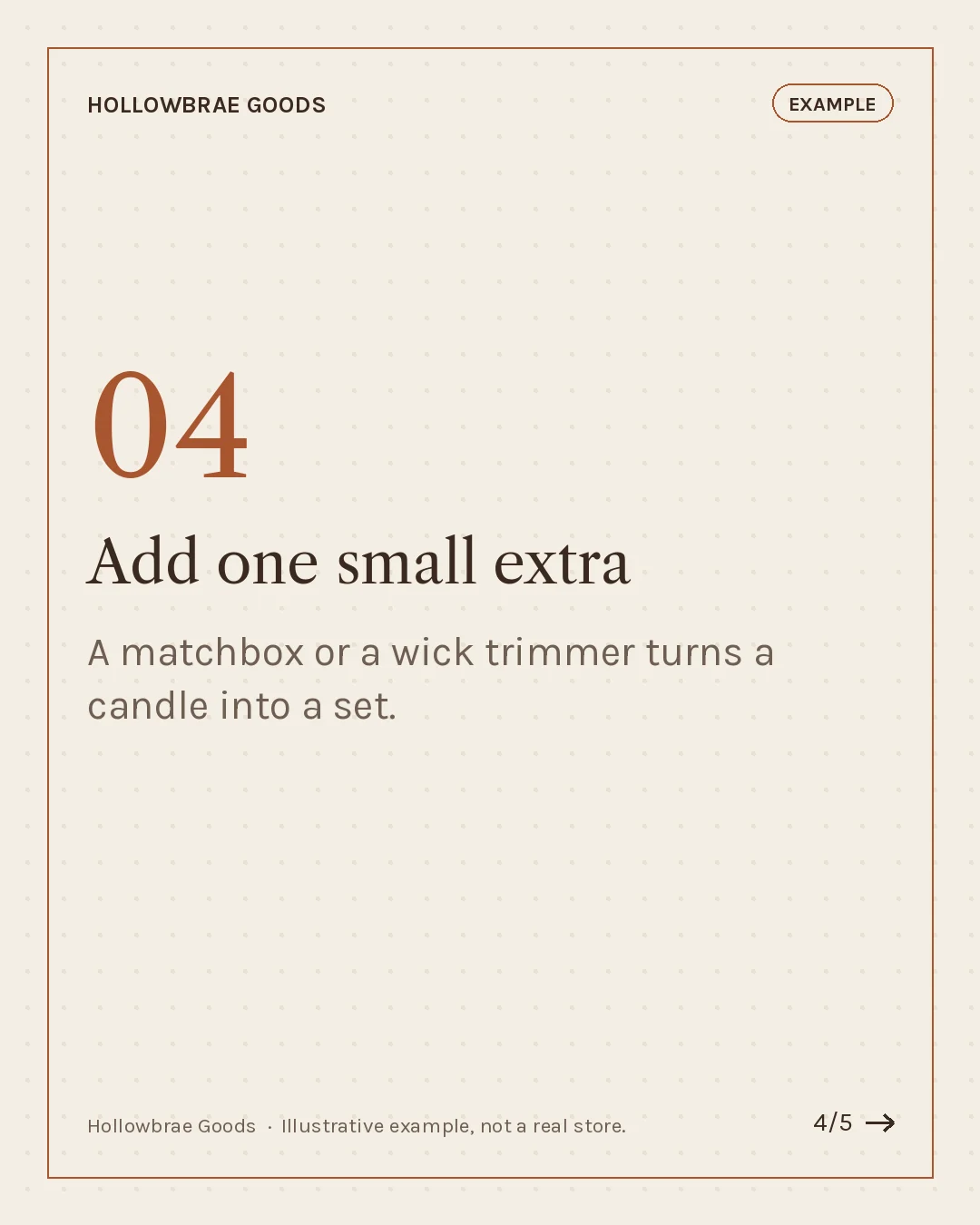 Carousel slide 4 of 5: Add one small extra